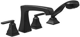 Delta Faucet Ashlyn Roman Tub Faucet with Hand Shower - T4764-BL - Bathtub Faucet with Handles & Hand Shower - Matte Black (Valve Sold Separately)