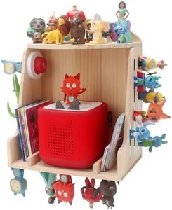 for Toniebox 1/2 Storage Shelf Display for 30–50 Tonies Figures Characters, Holds for Tonieplay Story Game Controller Accessories, Wooden Magnetic Organizer with Charging Access, Wall Mount+Desktop