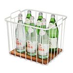 iDesign The Ría Safford Collection Deep Pantry Wire Basket with Acacia Wood, 14.25" x 12.5" x 12", 15.25" x 12.5" x 12"