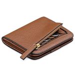 GAEKEAO Women's Wallet RFID Blocking Leather Compact Bi-fold Wallet for Woman Zipper Coin Pocket Small Ladies Purse with ID Window