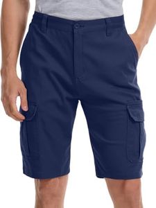 WORK IDEA Men's Cargo Stretch Short, Classic Style, Relaxed Fit Work Shorts Navy