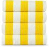 LANE LINEN Yellow Cotton Beach Towels, 36"x72", Set of 4, Absorbent Large Towels for Beach, Pool, Travel