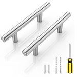 30 Pack - 3" Hole Center（76mm）Cabinet Handles Pulls for Kitchen Stainless Steel Brushed Nickel Drawer Pulls 5" (128mm) Length