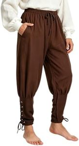 KASBAH Men's Viking Pirate Pants Renaissance Lace-Up Ankle Costume Pants