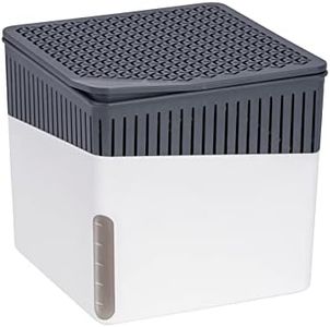 WENKO Portable Dehumidifier Cube Design, Compact and Rechargeable Dehumidifier for Bathroom, Closet, Bedroom, Garage, Covers up to 1400 Cubic Feet, 1.1lbs, White, 5.1 x 5.1 x 5.1 in