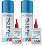 Adhesive Guru CA Glue with Activator Woodworking (2 x 09 oz - 2 x 338 fl oz) Ca Glue Kit (2 Pack)