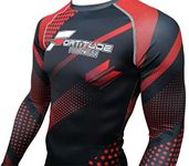 Fortitude Fightwear Long Sleeve MMA Rash Guard | No Gi BJJ RashGuard for Brazilian Jiu Jitsu & Mixed Martial Arts | Compression Shirt Base Layer (Red, Medium)