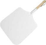 26" Long Metal Pizza Peel with Wooden Handle for Indoor & Outdoor Grill Oven, 12 x 14 inch Pizza Baking Spatula Paddle for Baking Bread Pie