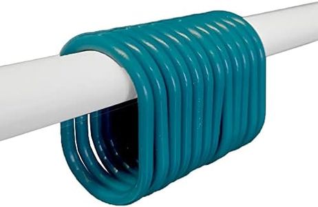 Shower Curtain Rings Plastic Hooks Solid and Clear Color Set of 12 (Solid Peacock Blue)