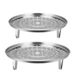 2 Pack Steam Rack Stainless Steel Steam Holder Round Steaming Tray Cooling Rack Steamer Basket for Home Kitchen Cooking Pressure Cooker Accessories（20cm22cm） (Style 1)