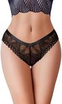 Avidlove Women Sexy Panties Lace Cheeky Panty Rhinestone Bikini Underwear 1-4 Pack Black