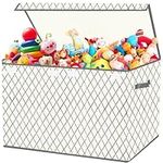 Kids Toy Box Chest Organizer Bins for Boys Girls, Large Fabric Collapsible Storage Basket Container with Flip-Top Lid & Handles for Clothes,Blanket,Nursery,Playroom,Bedroom, 24.5”x13”x16” (Beige)