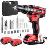 Cordless Drill 21V, Cordless Hammer Drills Set with 2 Batteries 2000mAh, 25+3 Torque, 42N.m Max, 3/8" Chuck, 2 Speed, LED Light, 30pcs Accessories, Battery Drill for Home DIY