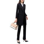 YYNUDA Womens Suits 2 Piece Slim Fit One Button Blazer Jacket Business Official Trouser/Skirt Suits for Work Black M