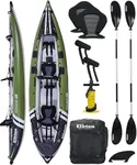 Elkton Outdoors Steelhead Inflatable Fishing Kayak Boat - 2 Person Angler Blow Up Tandem Kayak, Includes Paddles, Seats, Hard Mounting Points, Bungee Storage, Rigid Dropstitch Floor and Spray Guard