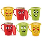 Sarthak Uphaar 250 ML Inner Steel Plastic Cups for Coffee Tea 6 Pcs Color Set, Camping Mugs with Handle, Portable & Easy Clean Cups for Coffee Tea, Mugs with Handle, Portable & Easy Clean (6 Pcs Set)