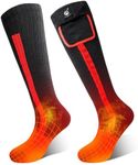 Heated Socks for Women Men,Foot Warmers Electric Rechargable Battery Heating Socks,Winter Cold Feet Hunting Ski Camping Hiking Riding Motorcycle Snowboating Thermal Warm Socks (Black&Red, Medium)
