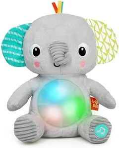 Bright Starts Hug-a-Bye Baby Elephant Stuffed Animal Musical Toy, Soft Toy Soother Plays Songs & Lights up, Newborn and up