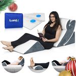 Lunix LX5 4pcs Orthopedic Bed Wedge Pillow Set, Post Surgery Memory Foam for Back, Leg Pain Relief, Sitting, Adjustable Pillows Acid Reflux and GERD for Sleeping, Hot Cold Pack, Navy for Kids