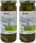 Lara's Crisp and Hot Pickled Okra – (Pack of 2, 16 fl oz each) – Zesty Southern Style Spicy Okra, Ideal for Charcuterie Boards, Gourmet Snacks, and Cocktails – Gluten-Free, All-Natural, Vegan-Friendly