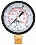 Winters PEM Series Steel Dual Scale Economical All Purpose Pressure Gauge with Brass Internals, 0-100 psi/kpa, 2" Dial Display, -3-2-3% Accuracy, 1/4" NPT Bottom Mount