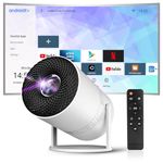 Mini Projector, Supports WiFi 6, BT5.0 with 11.0 Android OS, Automatic Keystone Correction, 180 Degree Angle, 130 Inch Display for Phone/PC/Lap/PS5/Xbox/Stick