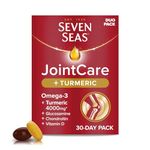 Seven Seas JointCare Plus Turmeric, with Omega-3, Glucosamine, Chondroitin, Vitamins C and D, Manganese and Zinc, Food Supplements, 30-Day Pack