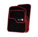 Precision 500 Logo On Black Car Mats For Fiat 500 2013-2020 Classic Red Trim - SS Mats