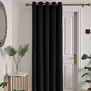 Laurence Llewelyn-Bowen - Montrose - Velvet Blackout Eyelet Single Panel Door Curtain - 66" Width x 84" Drop (168 x 214cm) in Black