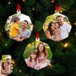 ArtPix 3D Personalized Christmas Ornament Set of 3 - Metal Custom Double Sided Photo Xmas Tree Ornaments - Customized Picture Family Decor for Kids, Mom, Dad, Loves - Octagonal