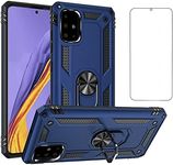 Phone Case for Samsung Galaxy A51 5G/A 51 5G UW Verizon with Tempered Glass Screen Protector Cover Stand Ring Holder Hard Shockproof Magnetic Cell Accessories Glaxay 51A G5 Gaxaly S51 Women Men Blue