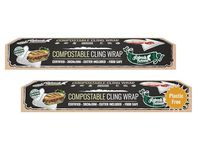 Refresh Packaging Cling Wrap - 100% Certified Clear Wrap Roll - Stretch Food Wraps with Cutter Included - Plastic Free Kitchen Cling Film for Dispenser - 2 Rolls- 180sq/ft