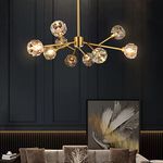 Weesalife Sputnik Chandeliers for Dining Room Light Fixture, Modern Crystal Chandeliers, 9 Lights Gold Chandelier for Living Room Bedroom, Dining Room Chandelier Over Table, Kitchen Light Fixtures…