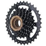 Hycline Bike Freewheel: 7 Speed Multiple Freewheel 14-34T - Threaded Type Freehub Replacement Parts (Black)