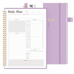 Daily Planner Undated, To-Do List Notebook with Hourly Schedule, (7x10") Spiral Appointment Organizer Calendar for Man / Women, Flexible Cover, Twin-Wire Binding Elastic Closure, Pocket Pen Loop, 160 Pages