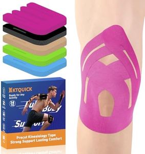 PreCut Kinesiology Tape for Knees, 24PCS Upgraded Waterproof KTQUICK Knee Tape for Knee Pain Relief Pre Cut, Original Cotton Athletic Knee Tape, Waterproof&Hypoallergenic Latex-Free for Sports (Pink)