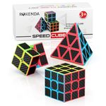 ROXENDA Speed Cube Set with Carbon Fiber 2x2 3x3 Pyramid Cube (Carbon fiber cube set)