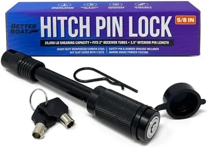 Better Boat Lockable Hitch Pin Lock 5/8 Inch, Keyed for 2 Inch Receiver, Trailer Tow and Bike Rack, 3.5 Inch Pin, Towing Accessories