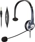 Callez 3.5mm Cell Phone Headset Mono with Noise Canceling Mic and Adjustable Fit Headband Compatible with iPhone Samsung Huawei HTC LG ZTE BlackBerry Mobile Phone Smartphones (C300E1)