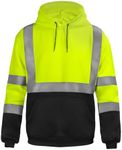 sesafety Class 3 High Visibility Sweatshirt for Men,Hooded Pullover,Hi-Vis Safety Hoodie Pullover Sweatshirt,Reflective Safety with Black Bottom