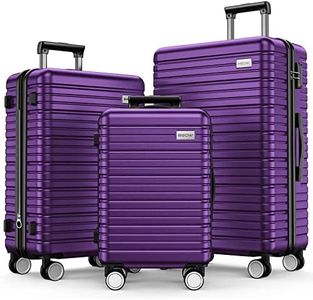 BEOW Luggage Sets 3 Piece, Expandable Luggage Sets with Spinner Wheels, TSA Lock Suitcases with Carry on Luggage (Purple, 20" 24" 28")