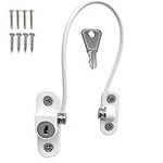 2 x UPVC Window Cable Restrictor Lock with Screws Child & Baby Safety Security Wire Tested to British Standards (White)