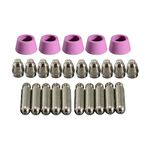 RIVERWELD SG-55 AG-60 WSD-60 Plasma Electrode with Hafnium Wire Plasma Tip Nozzle 1.2mm 60Amp Alumina Nozzle Ceramic Cups kit Fit CUT-60 LGK-60 Plasma Cutter 25pcs