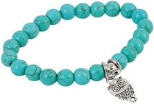 American Coin Treasures Owl Charm and Beaded Stretch Bracelet