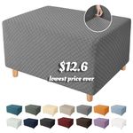 YEMYHOM Ottoman Cover Latest Jacquard Design High Stretch Folding Storage Footstool Protector Rectangle Removable Slipcover (Ottoman Small, Light Gray)