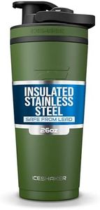 Ice Shaker 26 Oz Shaker Bottle, Stainless Steel Water Bottle and Protein Shaker, As Seen on Shark Tank, Reusable Stainless Steel Water Bottle, Gym Water Bottle, Green