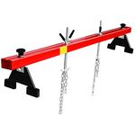 COSTWAY 500KG Engine Support Double Beam, Lifting Transverse Bar with 2 Thicken Chains, Motor Transmission Engine Hoist, Lifting Height 0-20cm and Distance Between Feet 53-147cm