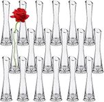 Lallisa Set of 18 Tall Glass Vase for Centerpieces Bud Vase Single Rose Vase Small Bud Vase for Flower Skinny Bud Vases Bulk for Wedding Party Event Home Office Table Decor (7.87" H x 1.97" W)