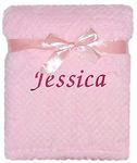 Baby Boy Girl Personalised Blanket Embroidered Name (Pink)