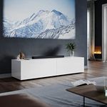 ELEGANT Gloss White Floating TV Unit Cabinet 1400x300x400mm Wall Mounted TV Shelf, Entertainment Center for Living Room, Floor-standing Available